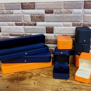 Orange and Blue PU Jewelry Boxes for Sale (8 x 3"x3" & 3 x 9"x2.5")